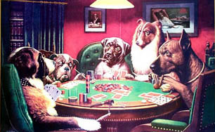 Dogs playing poker